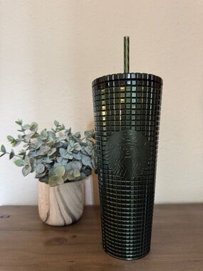 Starbucks 2021 Holiday Green Glitter Grid Tumbler: Venti